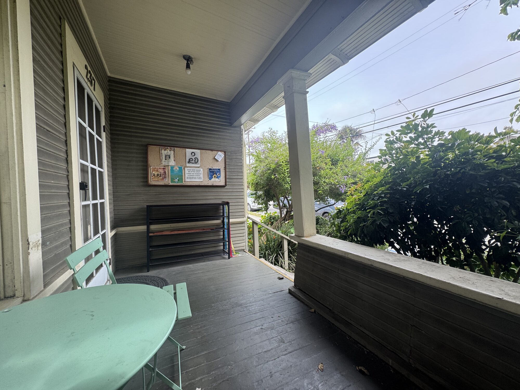 Garden view from the Hill Street Center covered porch