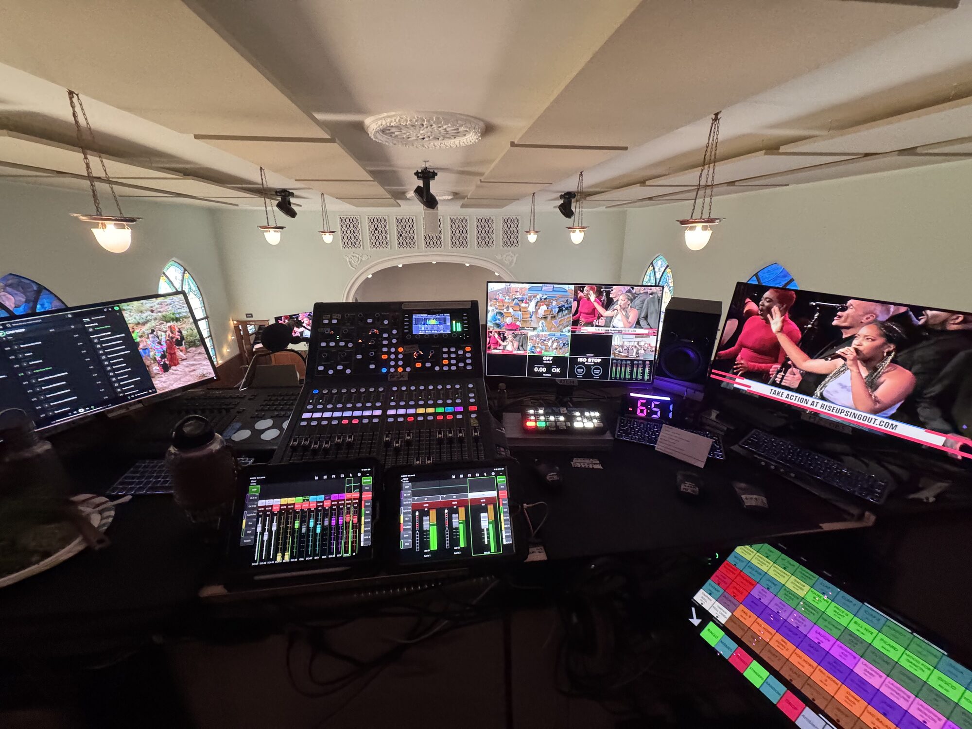 Integrated audio and video control position during a live production